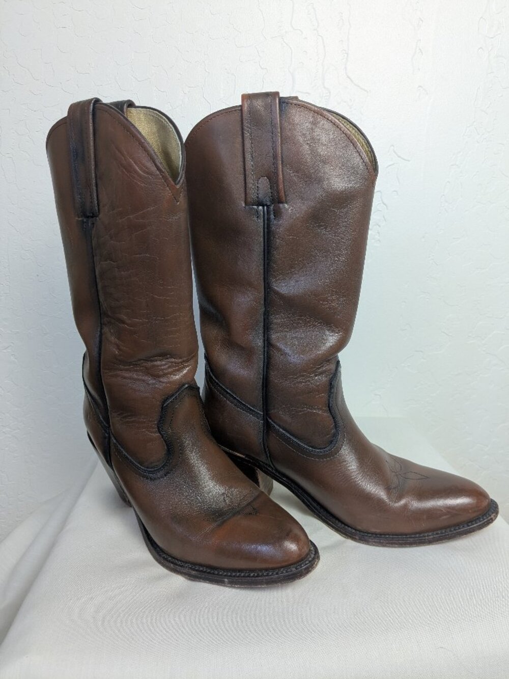 Vintage Frye 7101 Cowboy Western Boots Women's 8.5B Brown Leather USA Made 70s